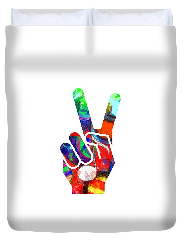 Peace Hippy Paint Hand Sign Duvet Cover For Sale By Edward Fielding