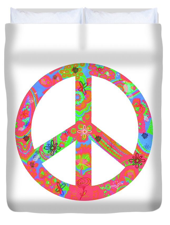 Flower Duvet Cover featuring the digital art Peace by Linda Lees