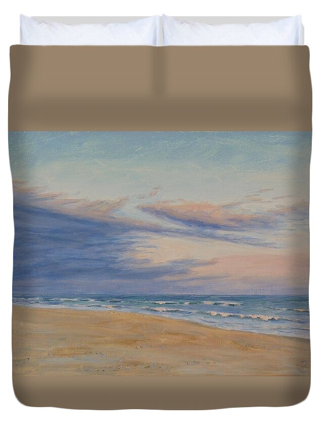 Seascape Duvet Cover featuring the painting Peaceful by Joe Bergholm