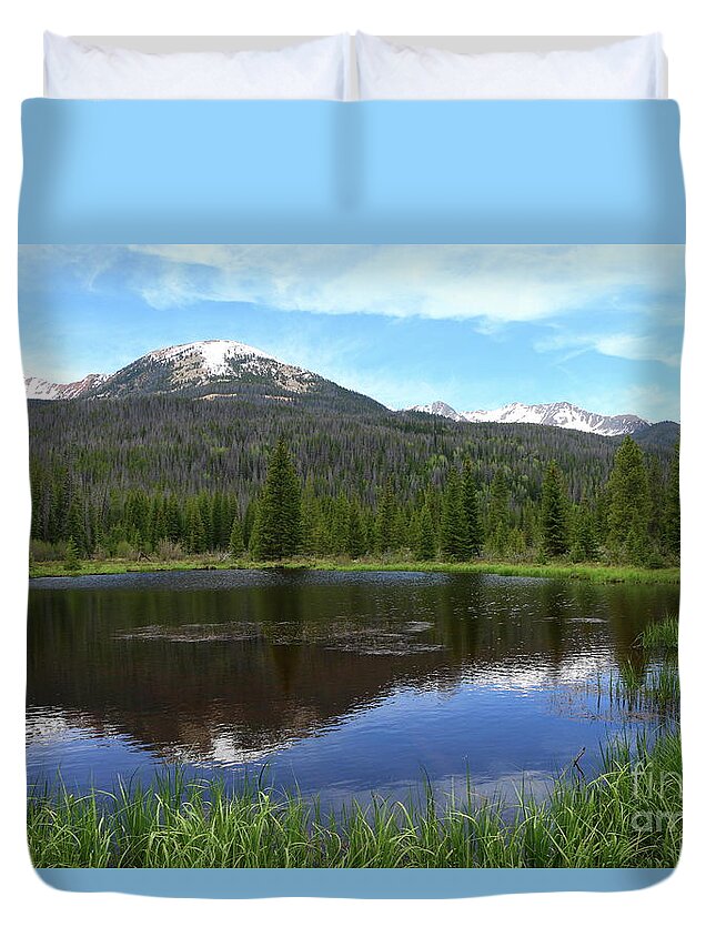  Colorado Duvet Cover featuring the photograph Peaceful Beaver Ponds View by Christiane Schulze Art And Photography