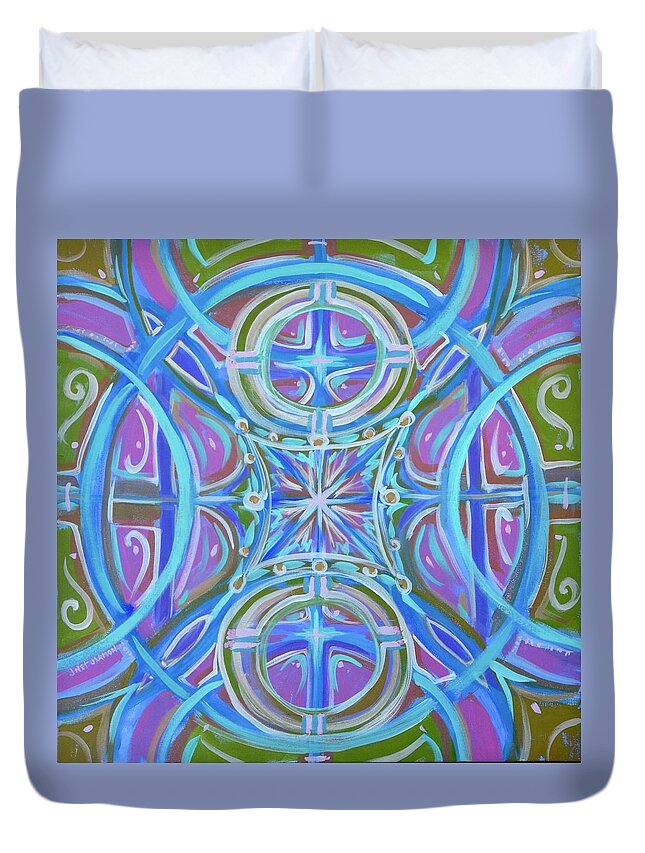 Abstract Duvet Cover featuring the painting Peaceful Patience by Jeanette Jarmon