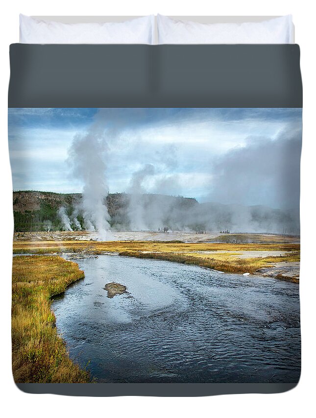 Yellowstone Duvet Cover featuring the photograph Peaceful River by Scott Read