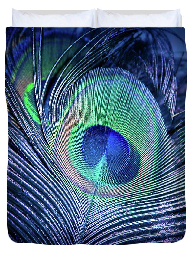 Peacock Duvet Cover featuring the photograph Peacock Feather Blush by Sharon Mau