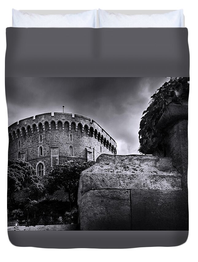 Windsor Castle Duvet Cover featuring the photograph Peak at the Tower by Denise Dube