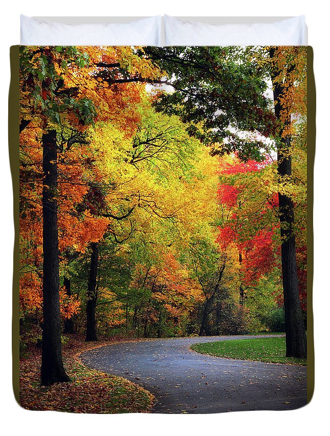 Autumn Duvet Cover featuring the photograph Peak Path by Jessica Jenney