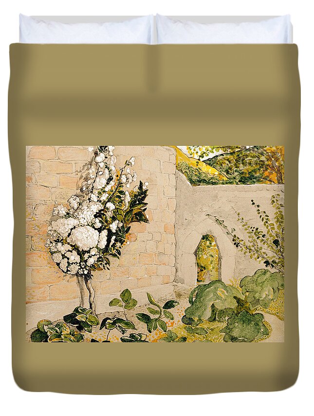 Samuel Palmer Duvet Cover featuring the painting Pear Tree in a Walled Garden by Samuel Palmer