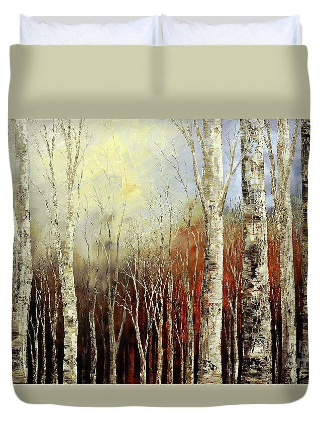 Impressionist Duvet Cover featuring the painting Pearls in the Mist by Tatiana Iliina