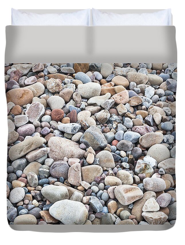 Abstract Duvet Cover featuring the photograph Pebbles by Tom Gowanlock