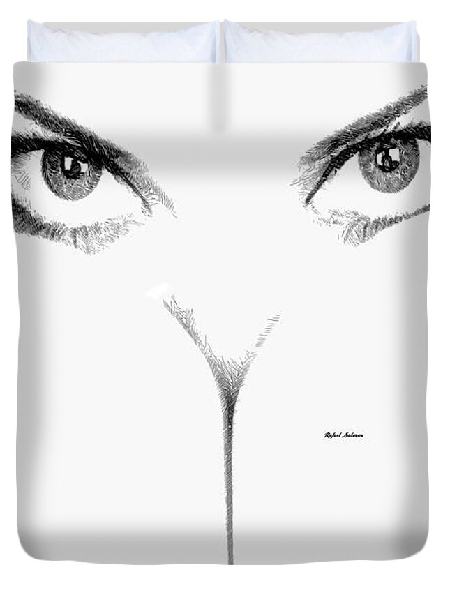 Rafael Salazar Duvet Cover featuring the digital art Peek a Boo Female Sketch by Rafael Salazar