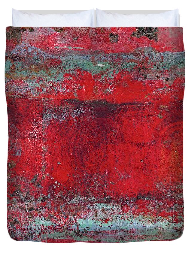 Abstract Duvet Cover featuring the painting Peeling Wall by Laurel Englehardt