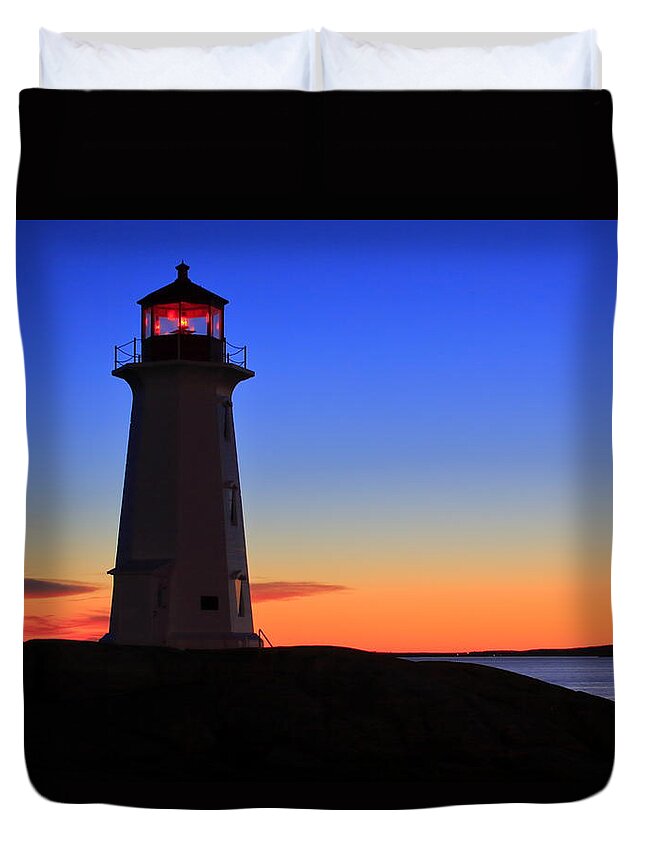 Canada Duvet Cover featuring the photograph Peggy's Point Lighthouse, Nova Scotia by Gary Corbett