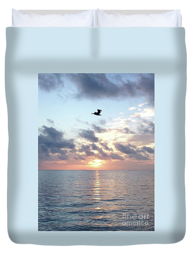Pelican Duvet Cover featuring the photograph Pelican Dawn by Barbara Von Pagel