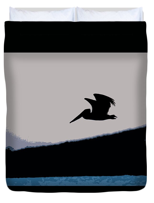 Pelican Duvet Cover featuring the photograph Pelican Flight by Julia McHugh