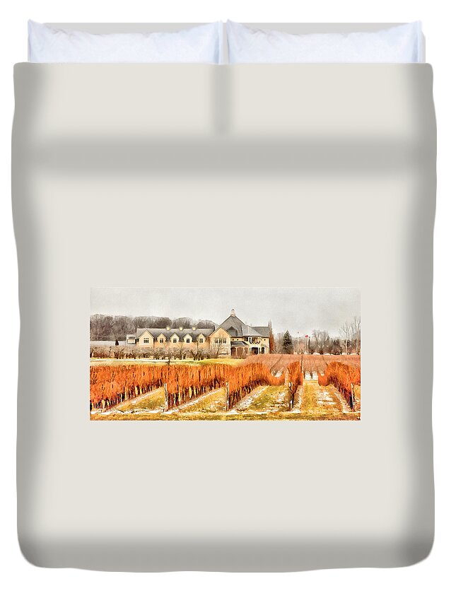 Estate Duvet Cover featuring the digital art Peller Estates - Niagara On The Lake - January by Leslie Montgomery