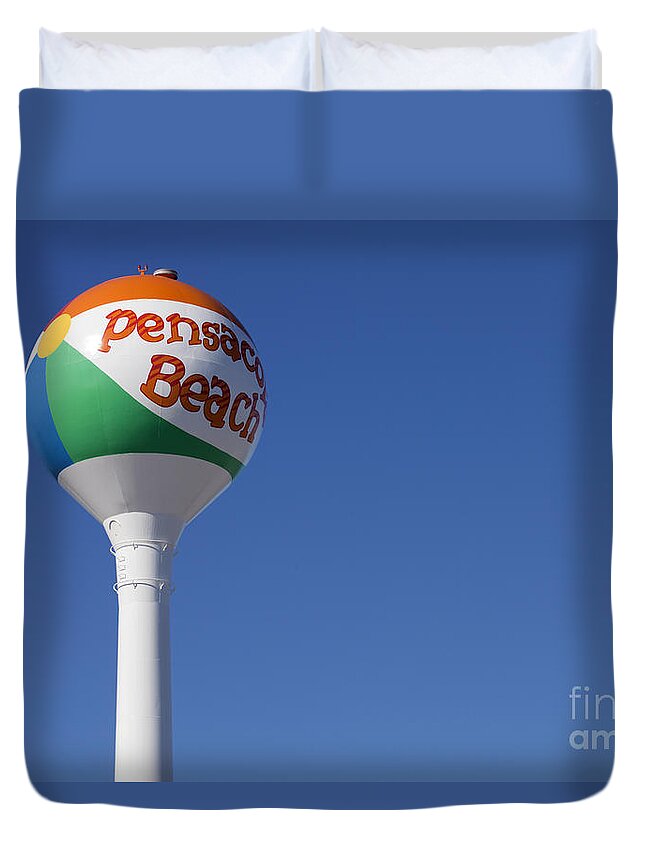 Florida Duvet Cover featuring the photograph Pensacola Beach Watertower by Anthony Totah