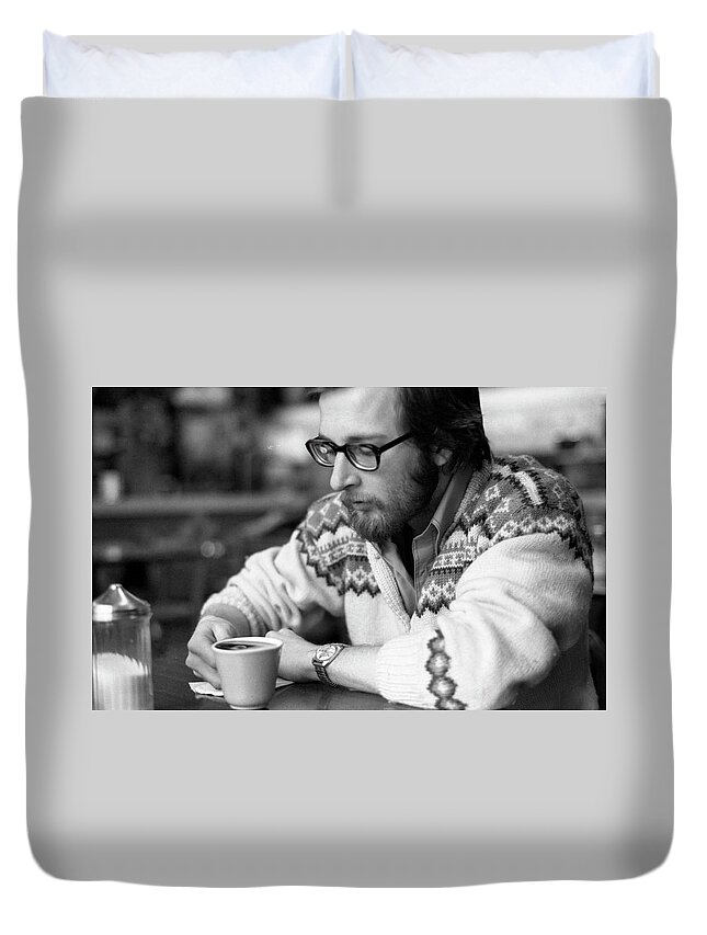 Providence Duvet Cover featuring the photograph Pensive Brown Student, Louis Restaurant, 1976 by Jeremy Butler