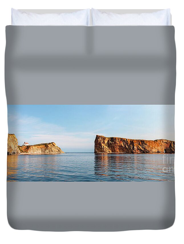 Perce Rock Duvet Cover featuring the photograph Perce Rock at Gaspe Peninsula by Elena Elisseeva