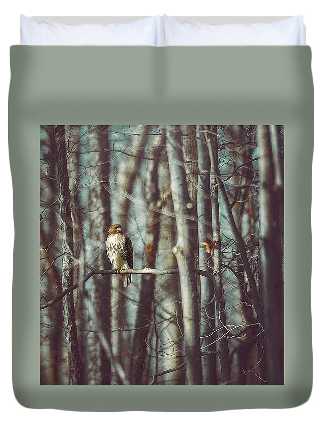 Hawk Duvet Cover featuring the photograph Perch Perfect by Carrie Ann Grippo-Pike
