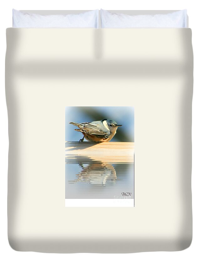 Bird Duvet Cover featuring the photograph Perched Over Water by Barbara S Nickerson