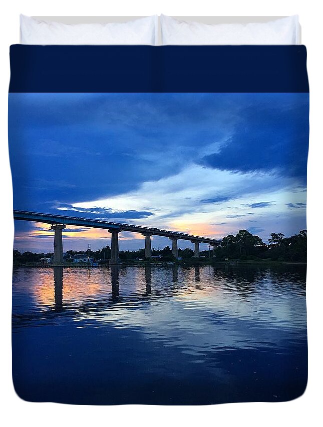 Bridge Duvet Cover featuring the photograph Perdido Key Bridge by Richie Parks