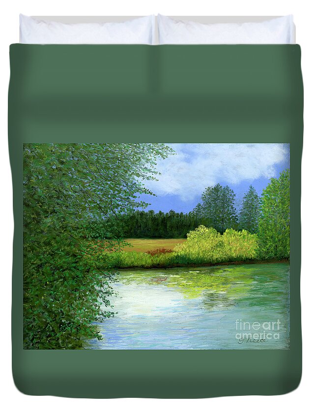Pond Duvet Cover featuring the painting Perfect Afternoon by Ginny Neece