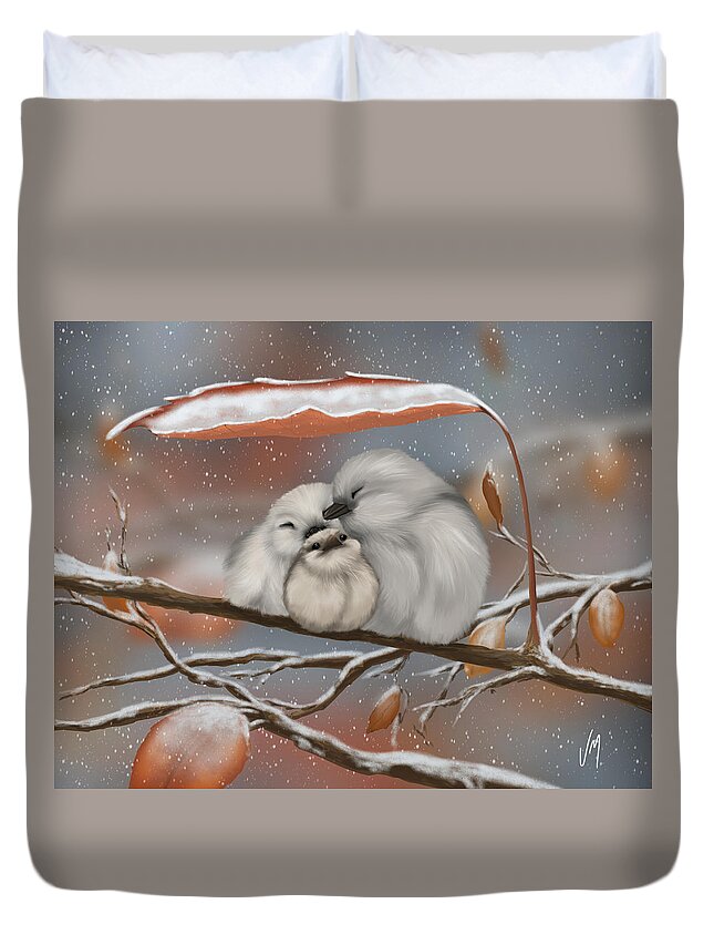 Winter Duvet Cover featuring the painting Perfect love by Veronica Minozzi