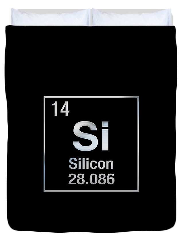 Periodic Table Of Elements Silicon Si On Black Canvas Duvet