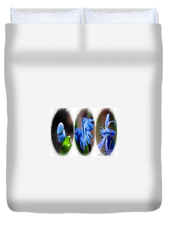 Persian Bluebell Duvet Cover featuring the photograph Persian bluebell Triptych by Yumi Johnson
