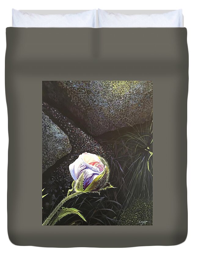 Poppy Duvet Cover featuring the painting Persistence by Hunter Jay
