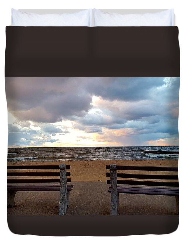 Lake Ontario Duvet Cover featuring the photograph Perspectives, Looking Forward, Looking Back by Dani McEvoy