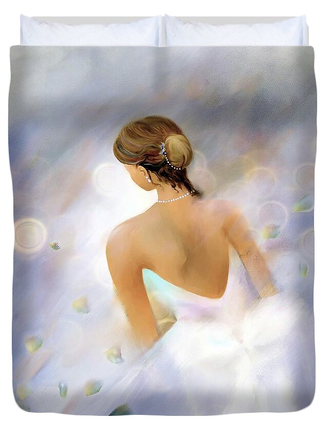 Woman Duvet Cover featuring the digital art Petals by Sand And Chi