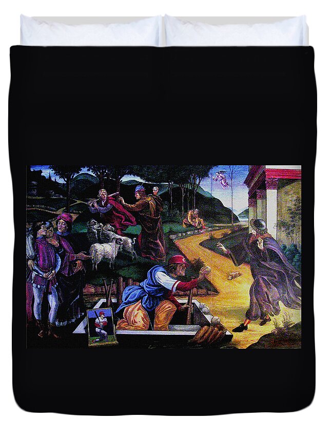 Pete Rose Duvet Cover featuring the painting Pete Rose In The Renaissance by Stan Esson