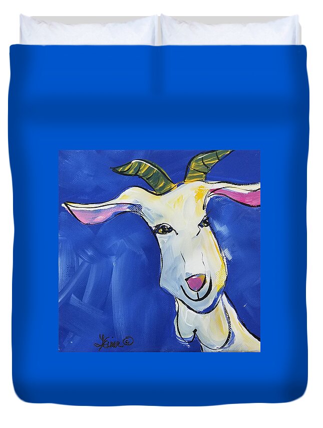 Goat Duvet Cover featuring the painting Pete by Terri Einer