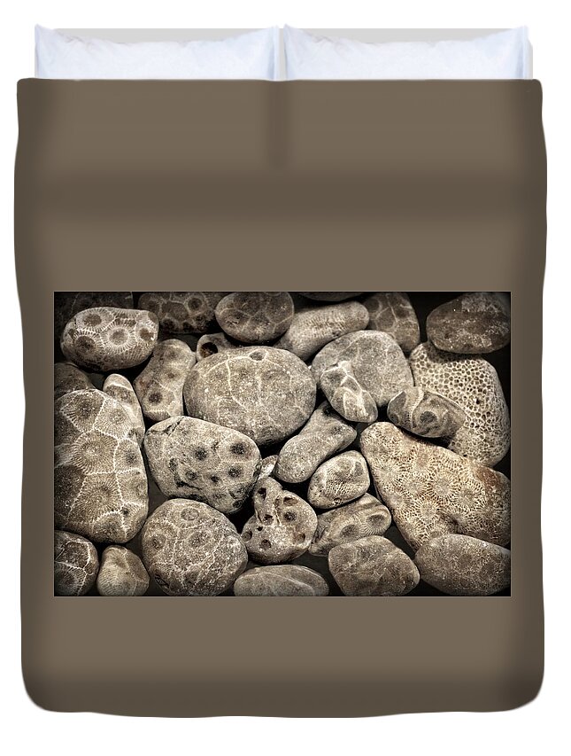Stone Duvet Cover featuring the photograph Petoskey Stones Vl by Michelle Calkins