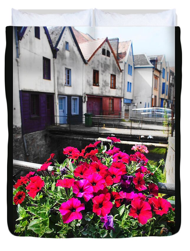 Petunias Duvet Cover featuring the photograph Petunias of Amiens by Therese Alcorn