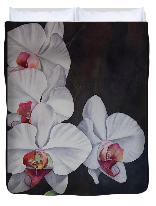  #orchid Duvet Cover featuring the painting Phalaenopsis Beauty by Heather Gallup