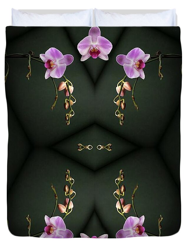 Phalaenopsis Duvet Cover featuring the photograph Phalaenopsis Orchid Ballet by Renee Trenholm