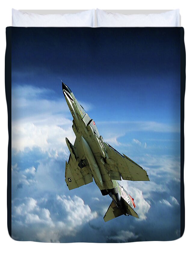 F-4 Duvet Cover featuring the digital art Phantom Power Out by Airpower Art