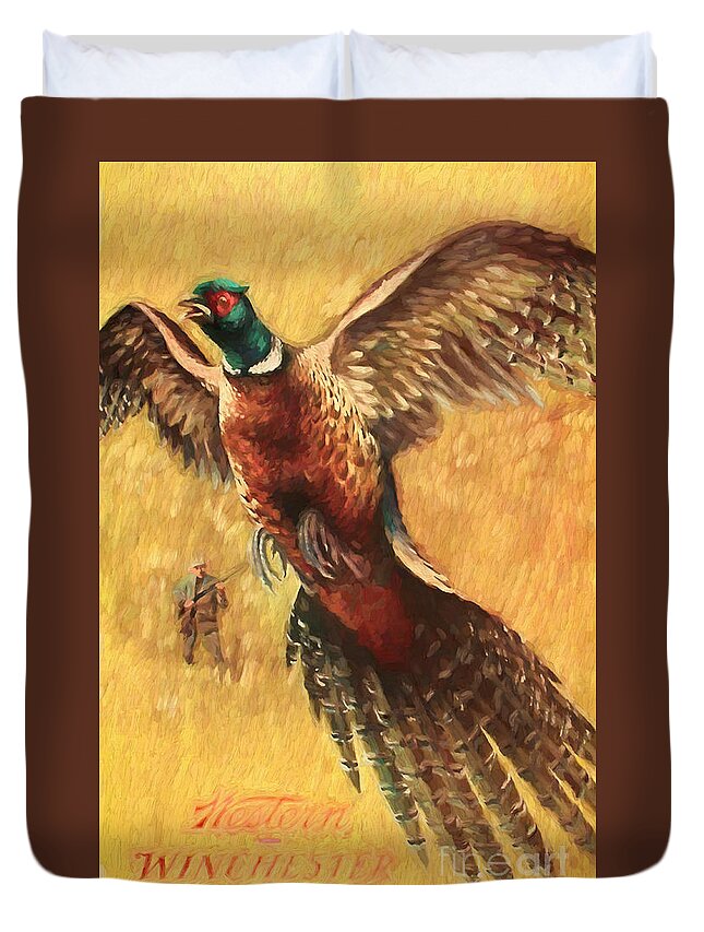 Pheasant Duvet Cover featuring the painting Pheasant Hunter by Steven Parker