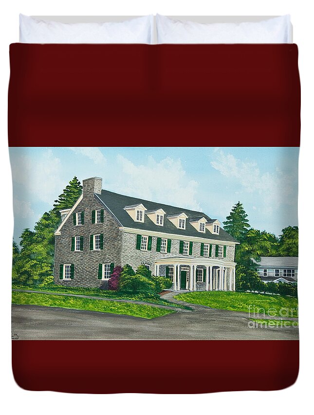 Colgate University Duvet Cover featuring the painting Phi Gamma Delta by Charlotte Blanchard