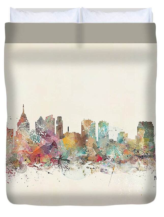 Philadelphia Duvet Cover featuring the painting Philadelphia City by Bri Buckley