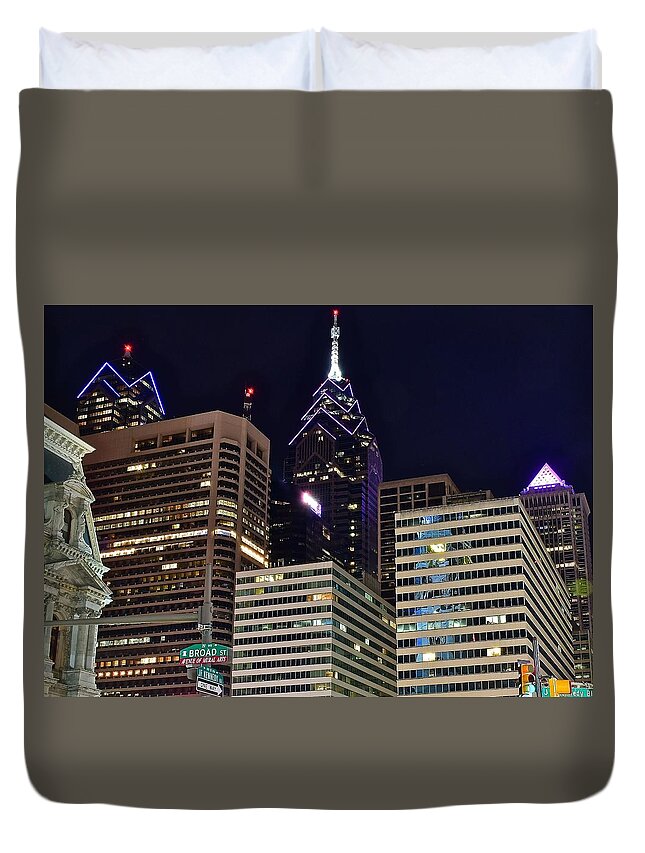 Philadelphia Duvet Cover featuring the photograph Philadelphia from Below by Frozen in Time Fine Art Photography