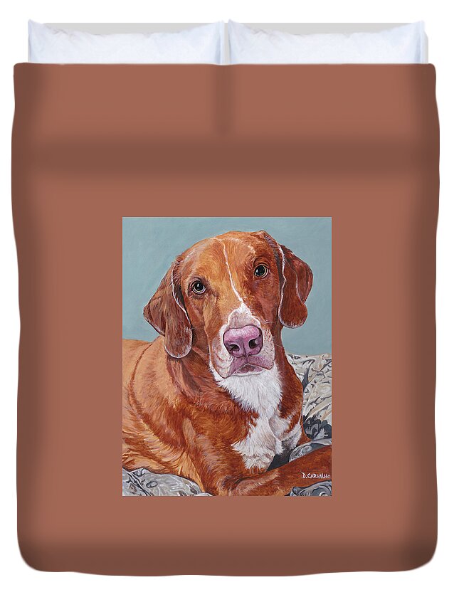Dogs Duvet Cover featuring the painting Phoebe by Daniel Carvalho