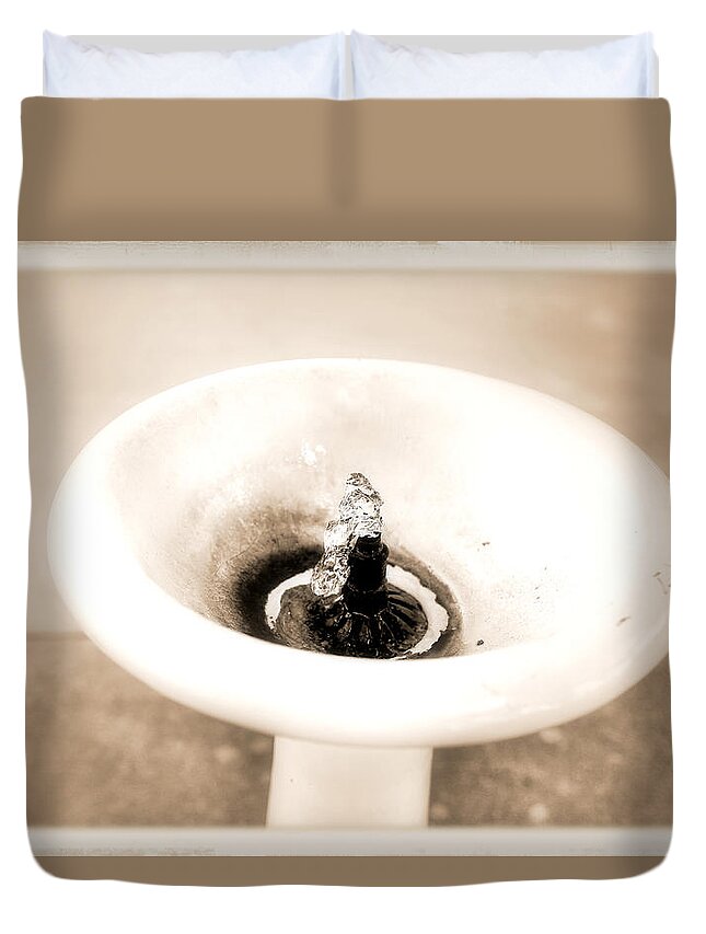 Bubbler Duvet Cover featuring the photograph Photo Framed Drinking Fountain or Bubbler by Larry Jost