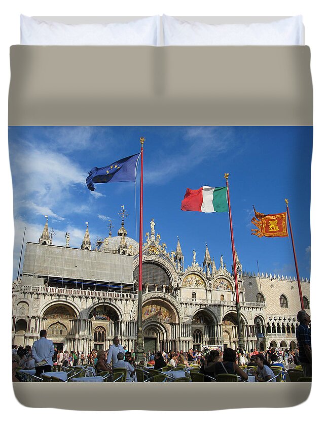 Piazza San Marco Venice Italy Duvet Cover featuring the painting Piazza San Marco Venice by Lisa Boyd