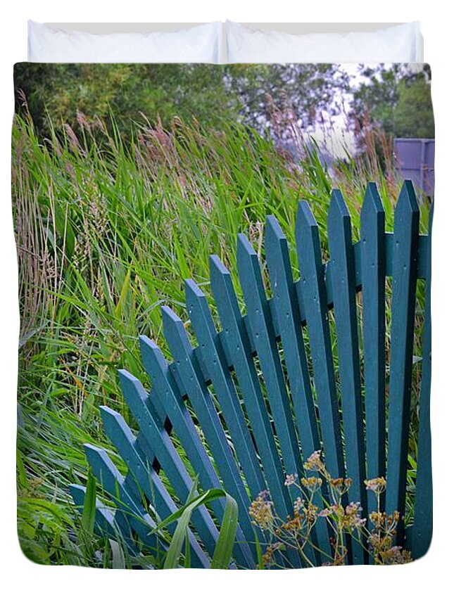 Fence Duvet Cover featuring the photograph Picket Fence by Outside the door By Patt
