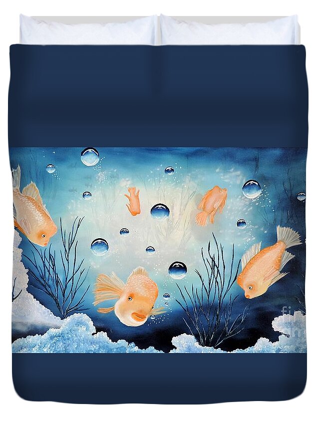 Blues Duvet Cover featuring the painting Picses by Dianna Lewis