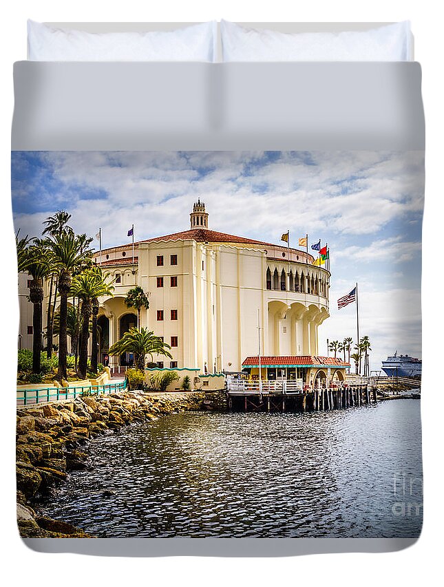 America Duvet Cover featuring the photograph Picture of Avalon Casino on Catalina Island by Paul Velgos