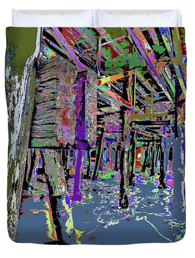 Pier Underworld 2 Duvet Cover featuring the photograph Pier Underworld 2 by Kenneth James