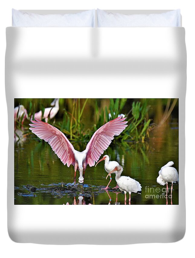 Roseate Spoonbill Duvet Cover featuring the photograph Pink Angel by Julie Adair